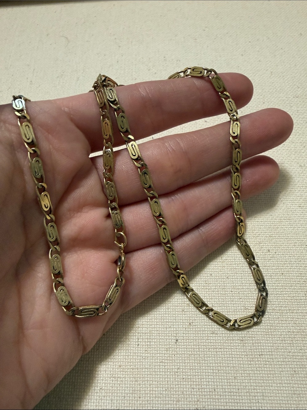 Sterling Silver 925 Gold Toned Link Necklace 17’ inch - Picture 1 of 10